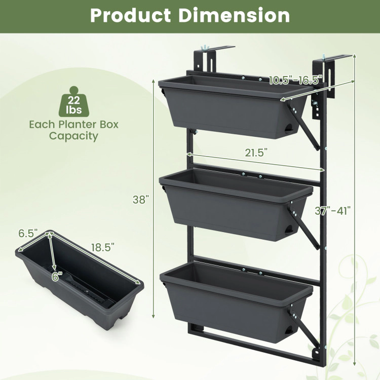 Hivvago Hanging Vertical Planter Wall-mounted Adjustable with Detachable Hooks