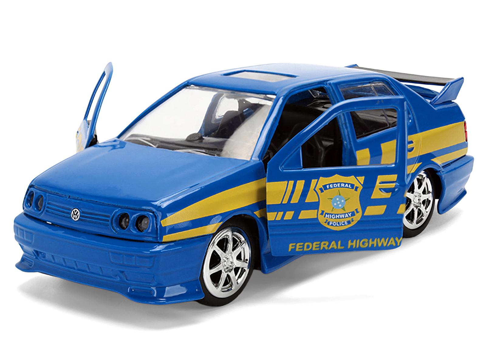 Jada Volkswagen Jetta Police Vehicle "Rio Federal Highway Police" Blue With Yellow Stripes "Fast Five" (2011)
