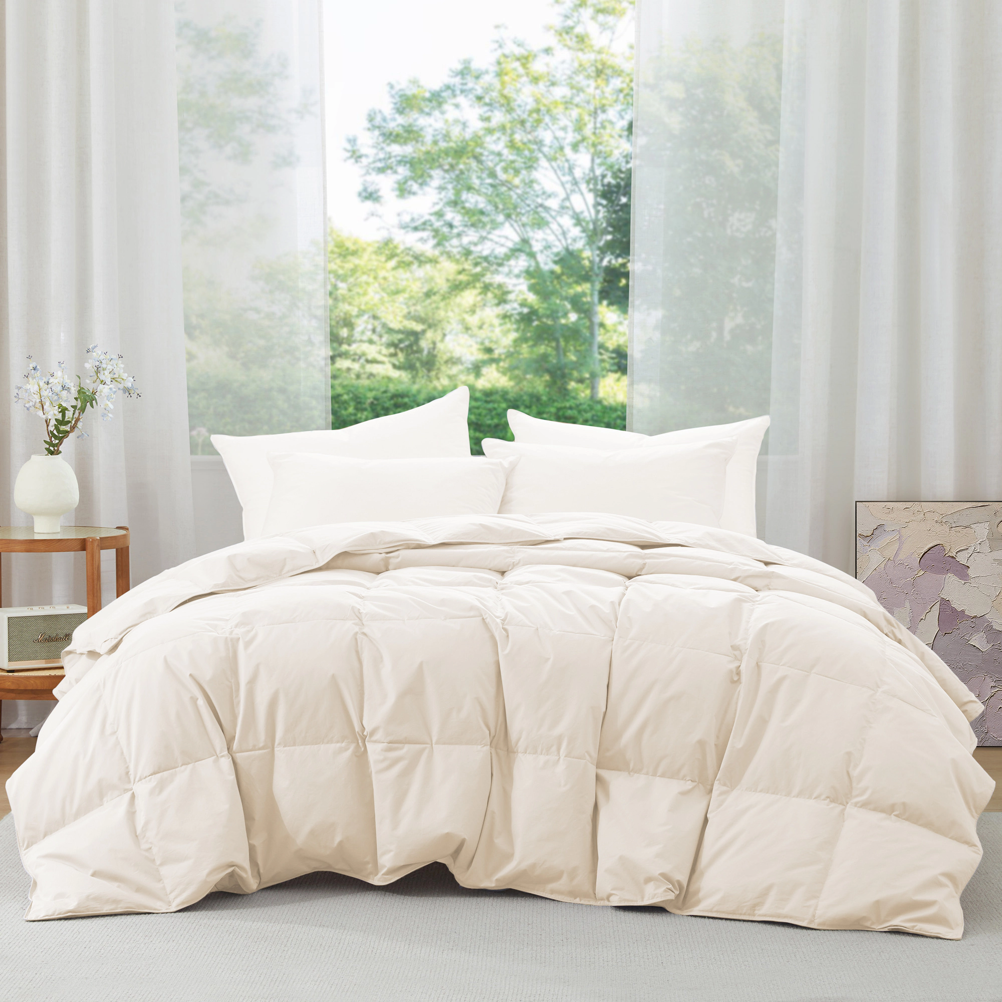 Puredown Selected Lightweight Organic Cotton Goose Down Feather Fiber Comforter