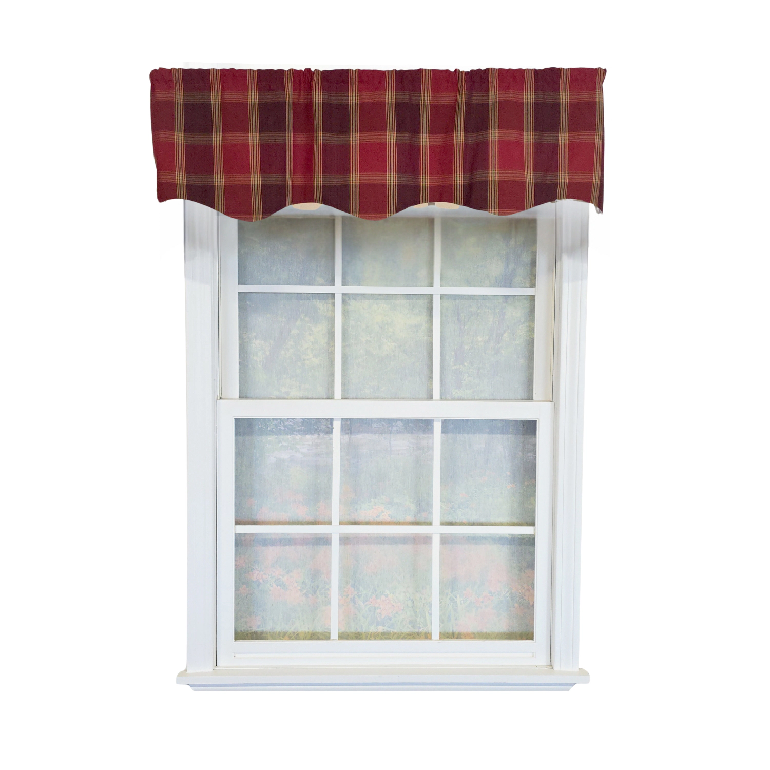 RLF Home 100% PolyesterDuncaster Shapped Valanc Fully lined Rod Pocket Valance 50" x 13"  Burgundy