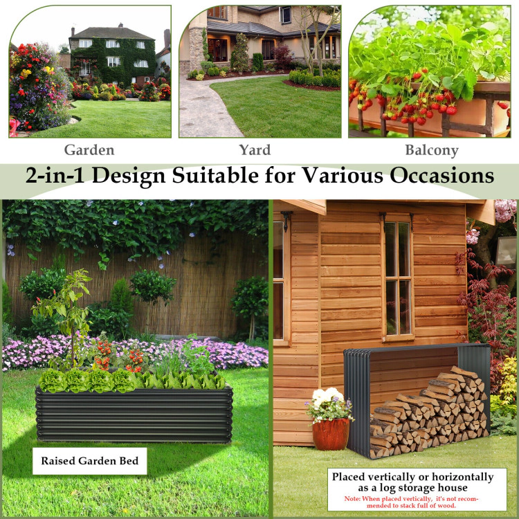 Hivvago 71 Inch Galvanized Metal Raised Garden Bed for Garden Backyard
