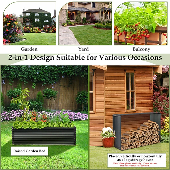 Hivvago 71 Inch Galvanized Metal Raised Garden Bed For Garden Backyard
