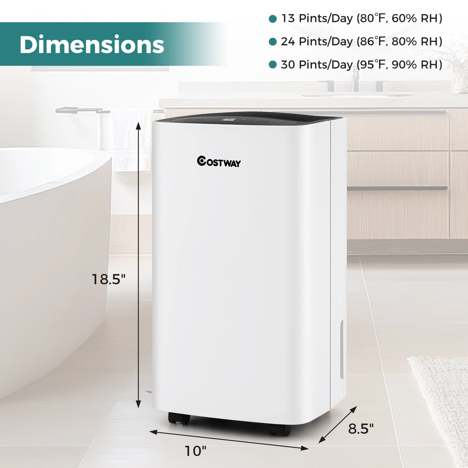 LJG 30 Pints 1500 Sq. ft Portable Dehumidifier for Medium to Large Spaces
