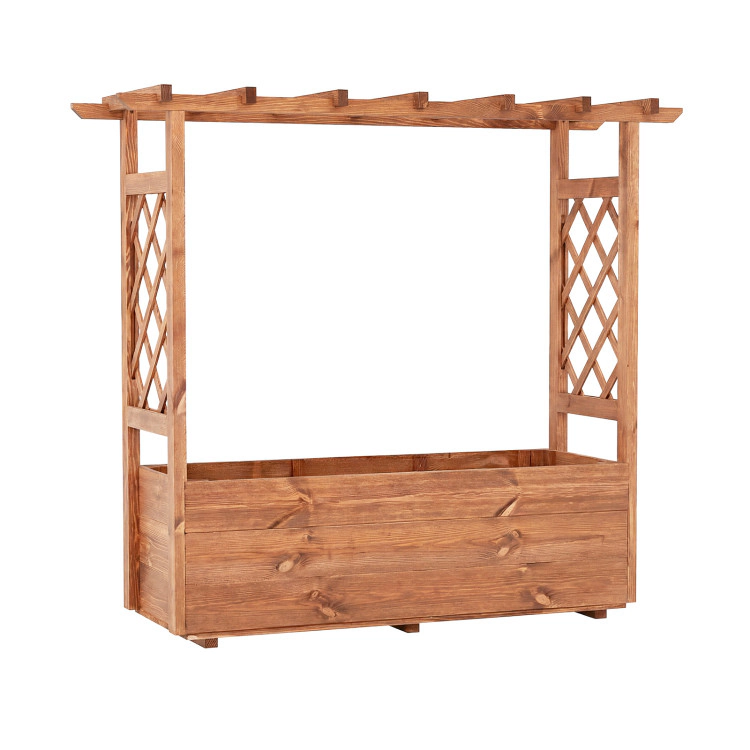 Hivvago Wooden Elevated Planter Raised Garden Bed with Hanging Roof