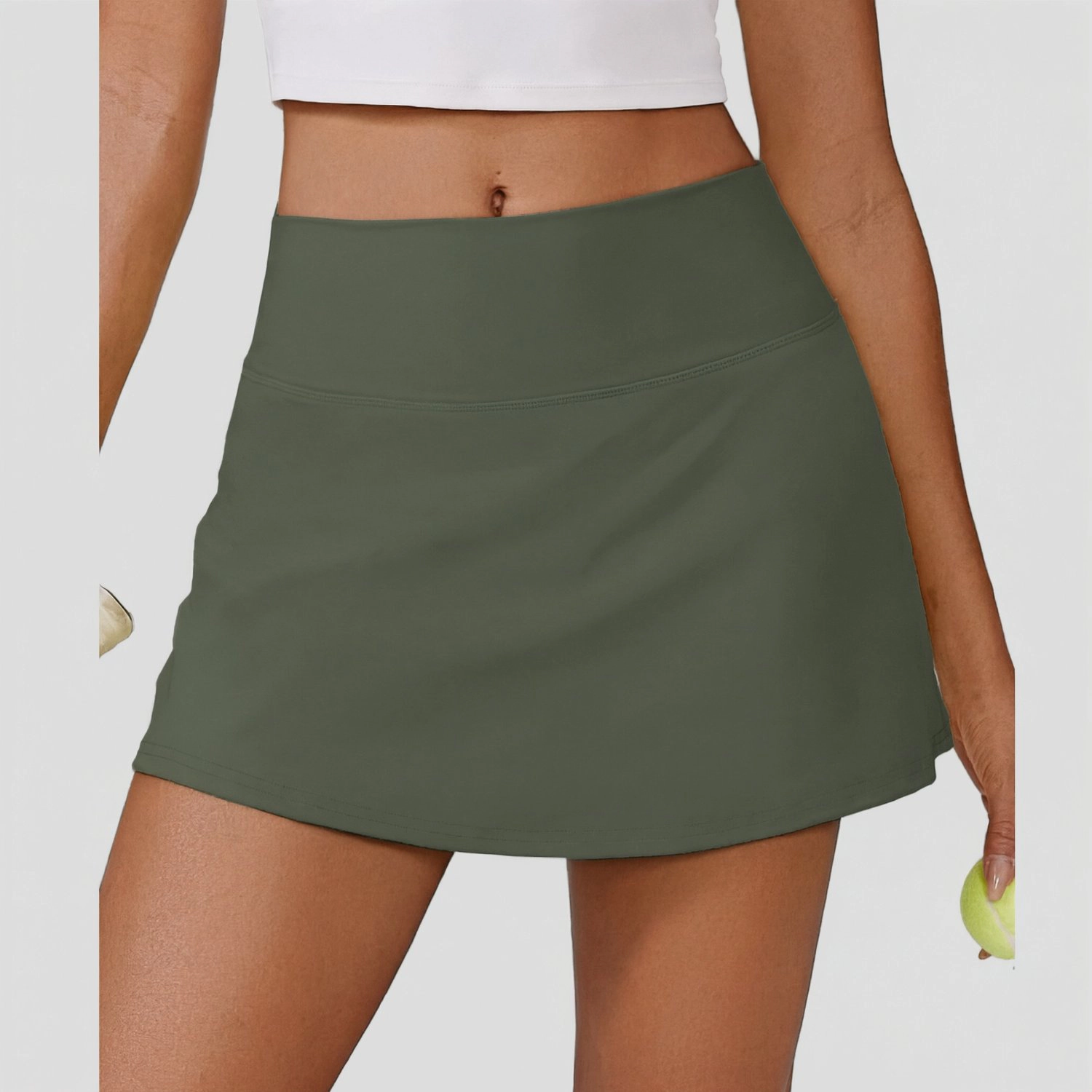Pinspark Womens High Waist A-Line Skirt Solid Stretch Athletic Tennis Casual Skirts