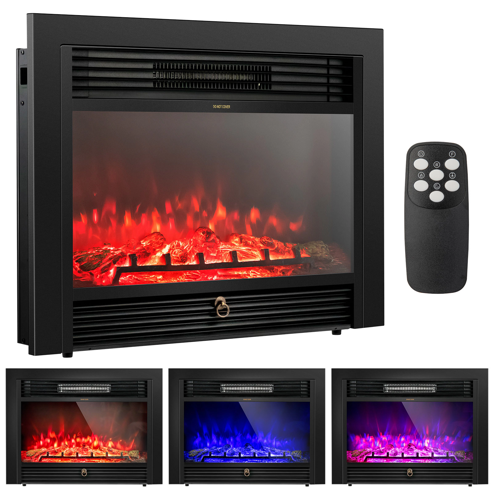 SUGIFT 28.5-in 3 Flame Colors 8-Hour Timer Recessed Electric Fireplace Insert 28.5-in x 6-in x 21-in 1500W Black
