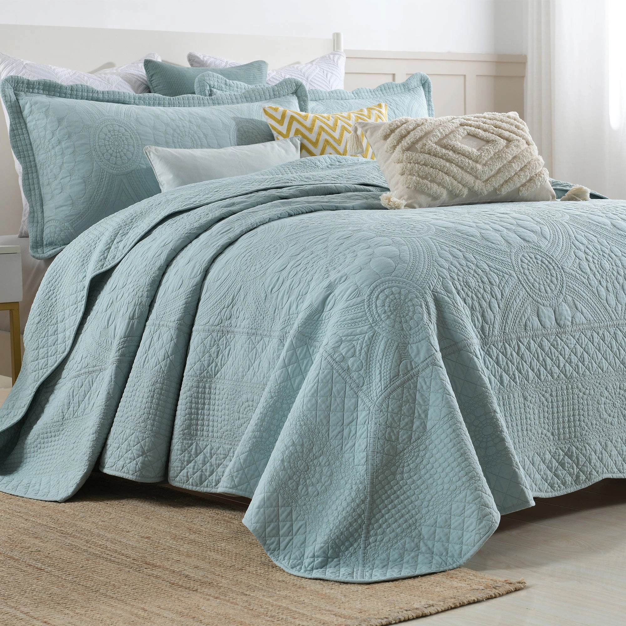 MarCielo 3 Piece 100% Cotton Oversized Quilt Bedspread Set ,Lightweight Coverlet