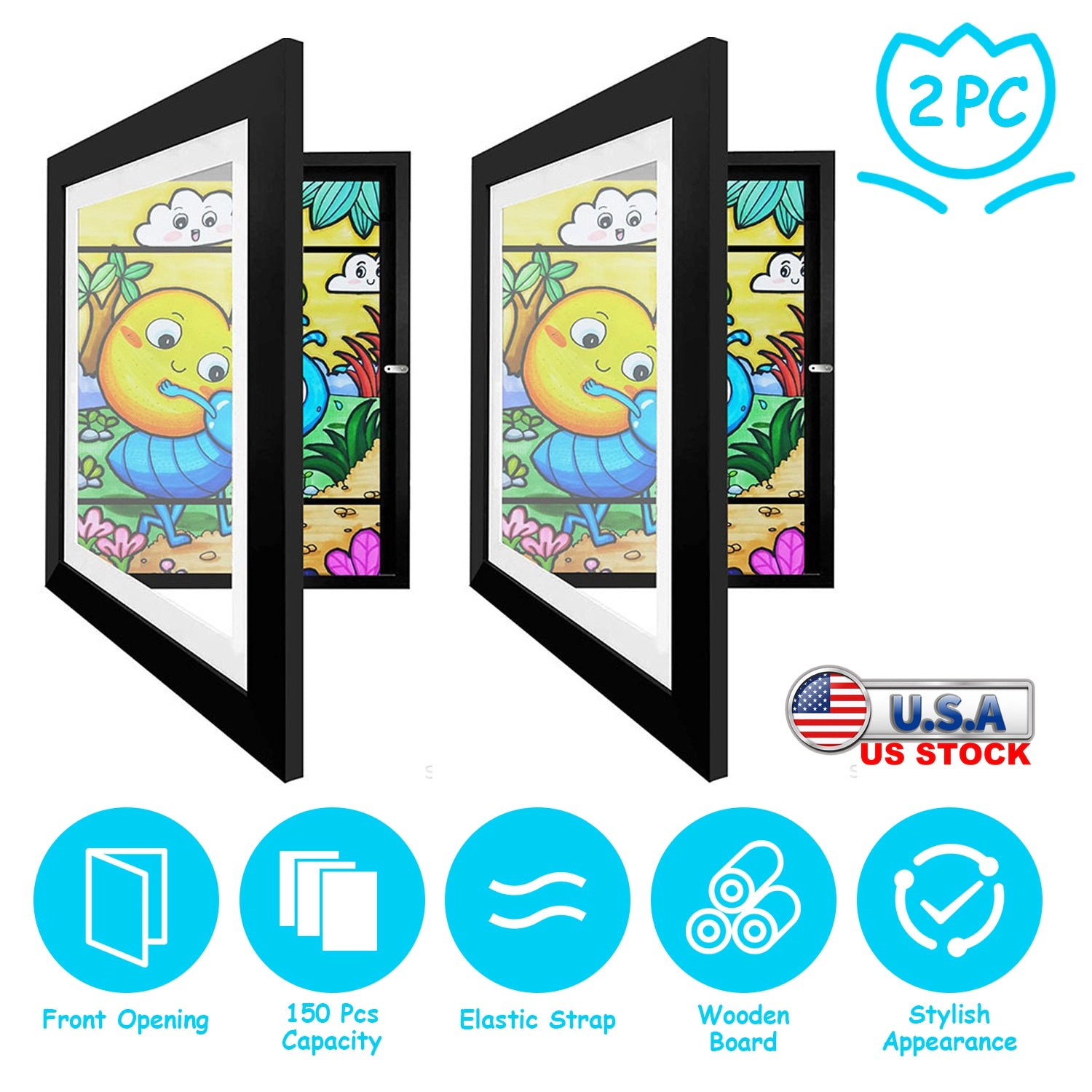 GBruno 2-Pack Front-Opening Kids Art Frame A3
