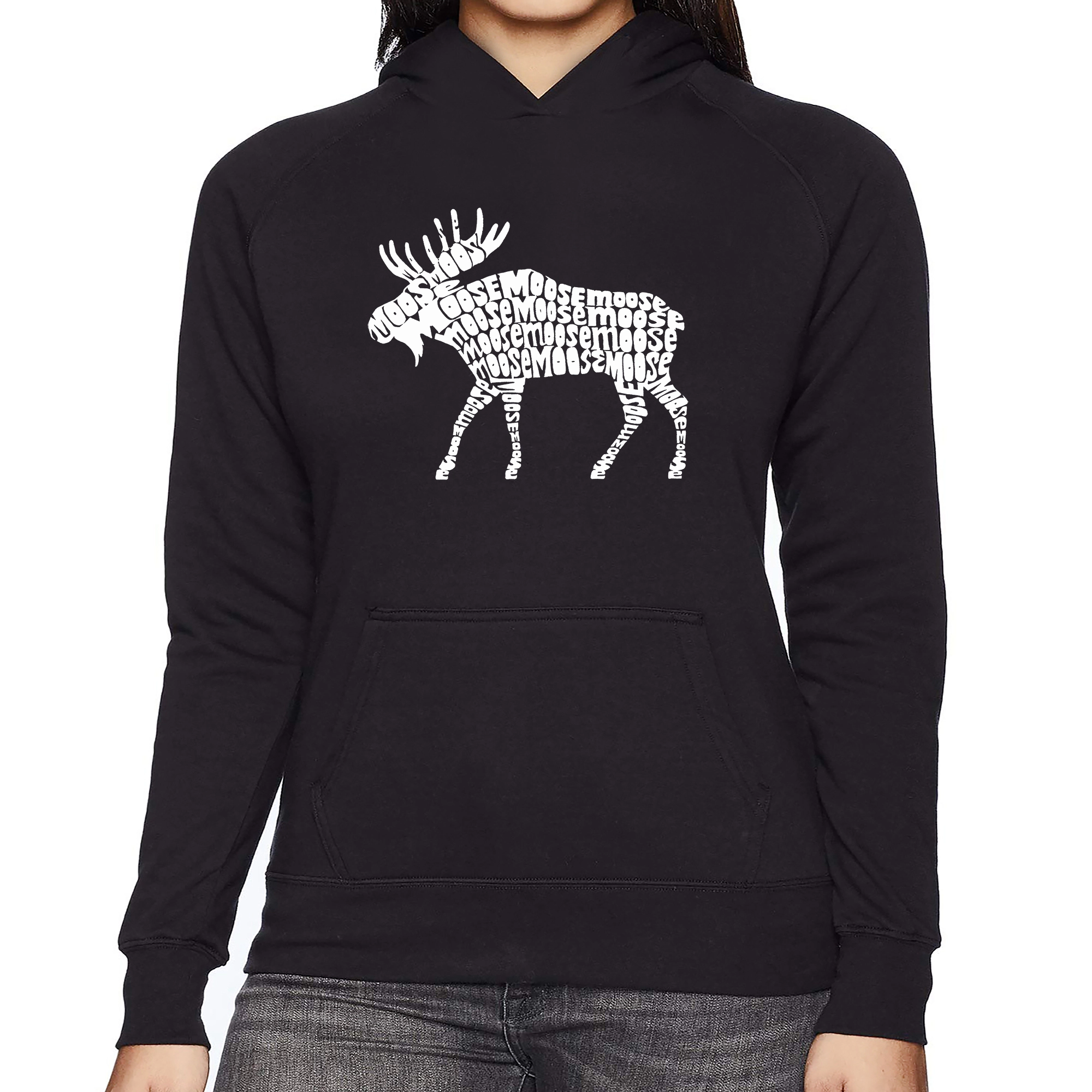 LA Pop Art Moose - Women's Word Hooded Sweatshirt