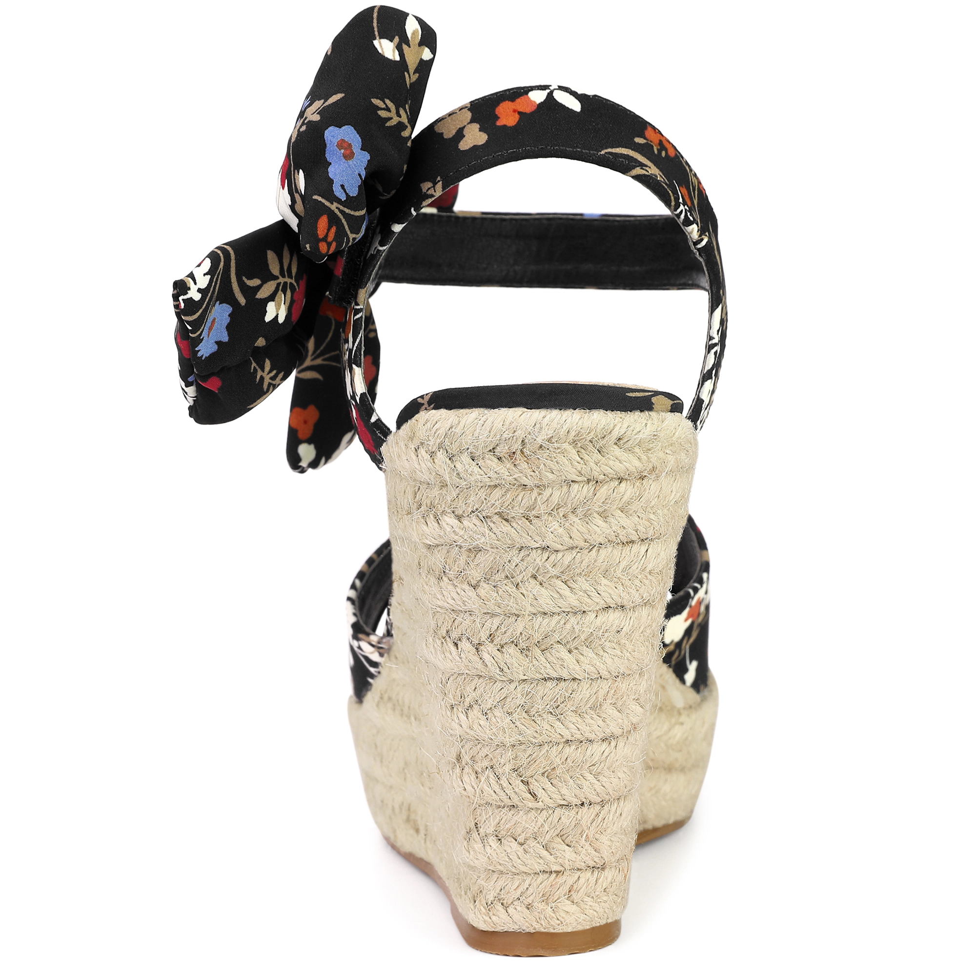 BLISSFUL STEP Women's Floral Print Open Toe Slingback Platform Wedge Sandals