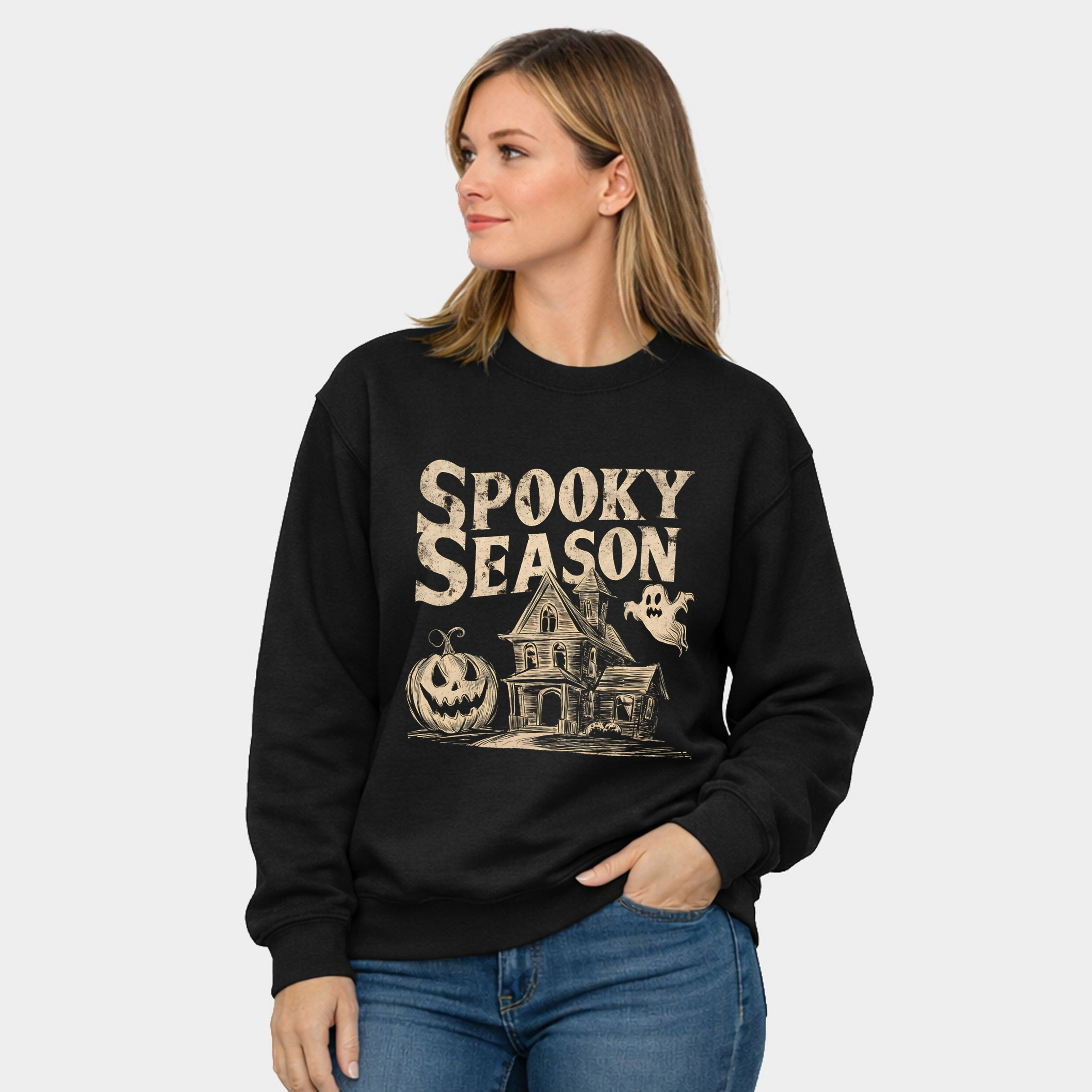 Simply Sage Market - Women's Graphic Sweatshirt Spooky Season Haunted House