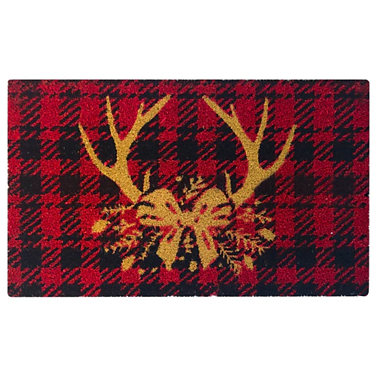 Kate Aurora Christmas Reindeer Bristled Outdoor Welcome Mat - 18"x30"