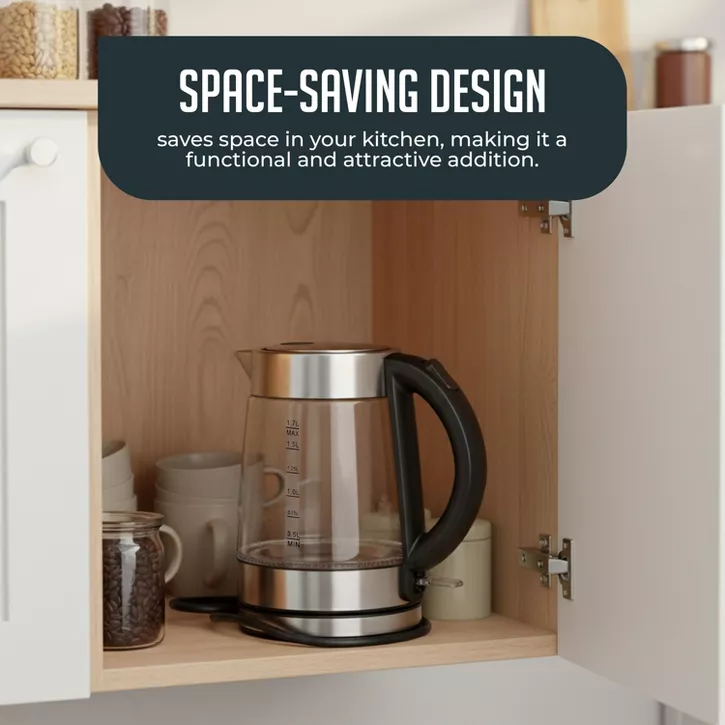 Luminuxe 1.7L Electric Kettle, Speed-Boil Glass Electric Water Boiler & Warmer, Auto Shut-Off Cool Touch Handle