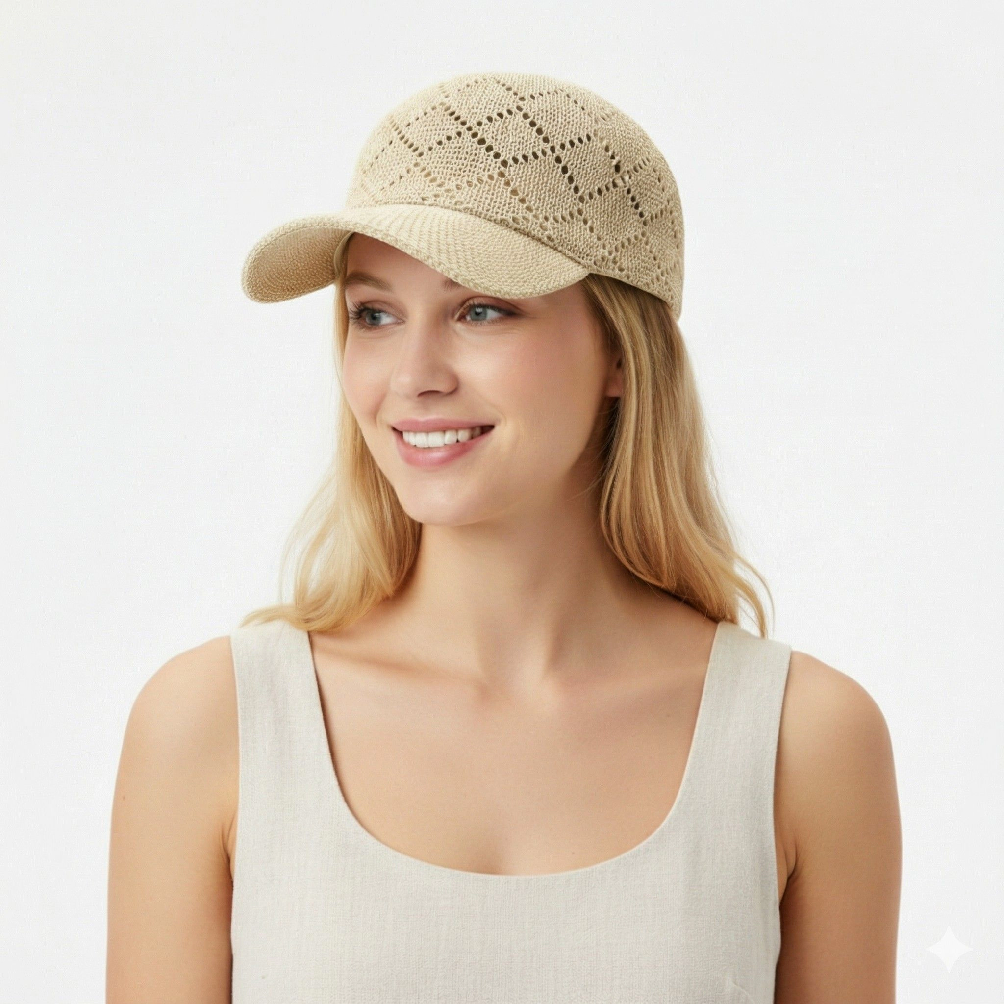 Anna-Kaci Women's Women Woven Straw Baseball Hat Breathable Mesh Cap Lightweight Summer Sun Visor