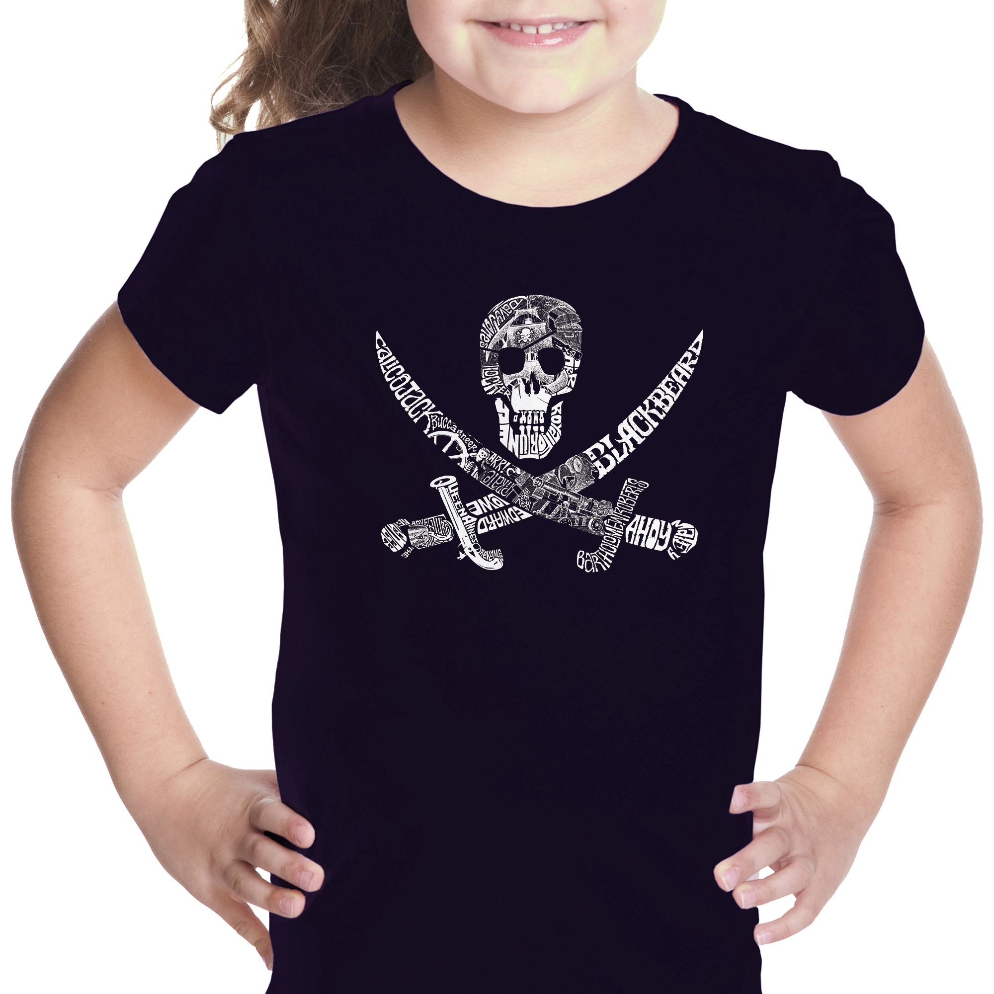 LA Pop Art Girls Word T-Shirt - PIRATE CAPTAINS, SHIPS AND IMAGERY