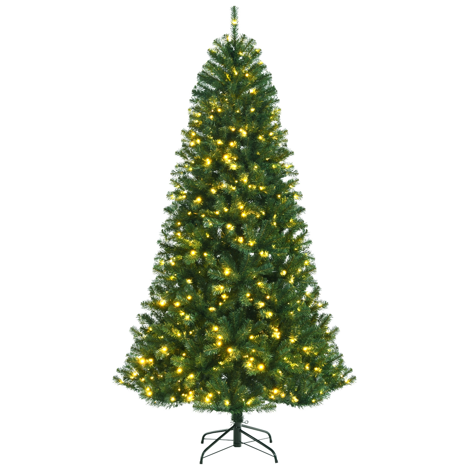 LJG Artificial Hinged Christmas Tree with Remote-Controlled Color-Changing LED Lights