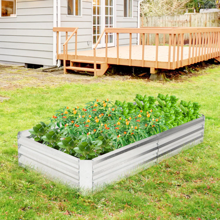Hivvago Metal Galvanized Raised Garden Bed with Open-Ended Base