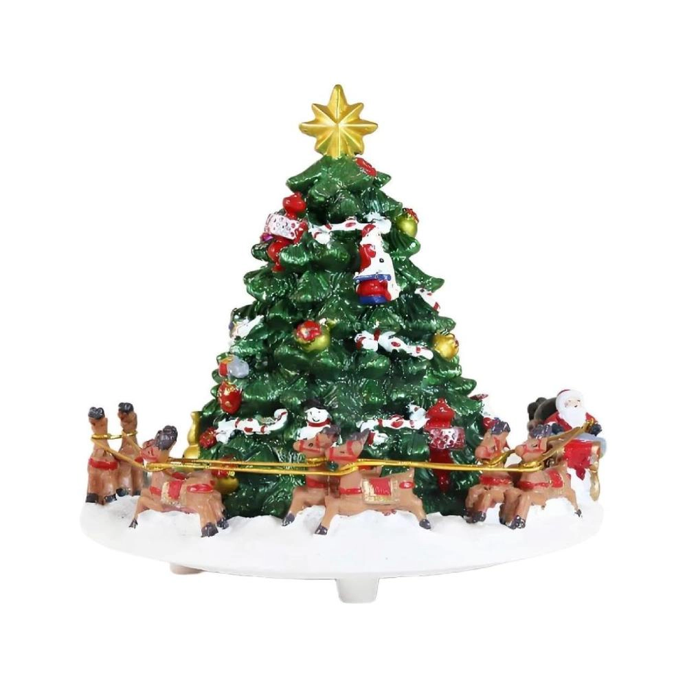 Artisan Haven Musical Christmas Tree With Rotating Santa Sleigh
