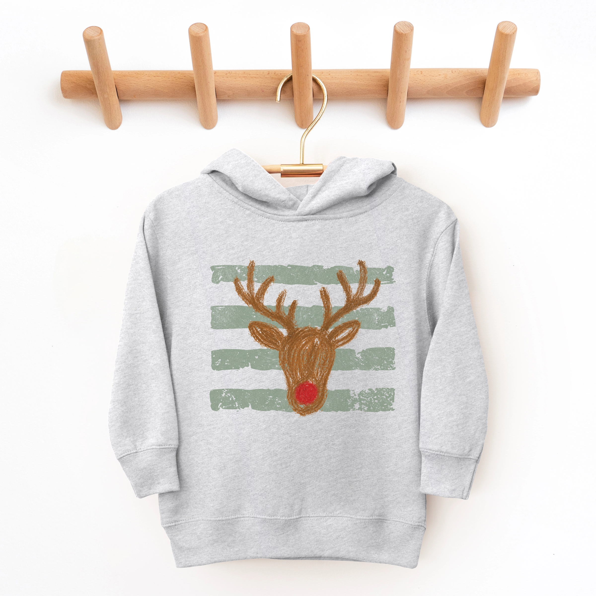 The Juniper Shop - Toddler Hoodie Red Nose Deer Stripes