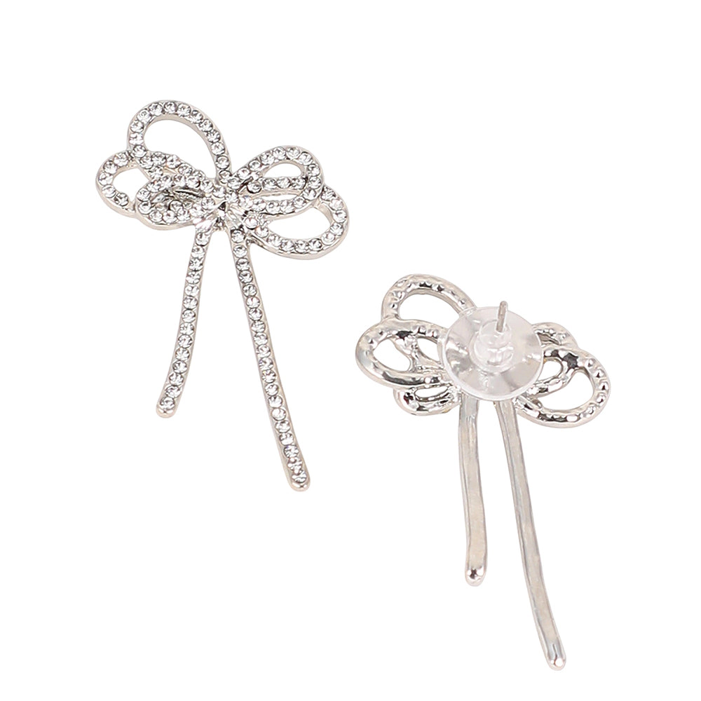 SOHI Women's The Cristal-Bow Drop Earrings - Crystal Silver