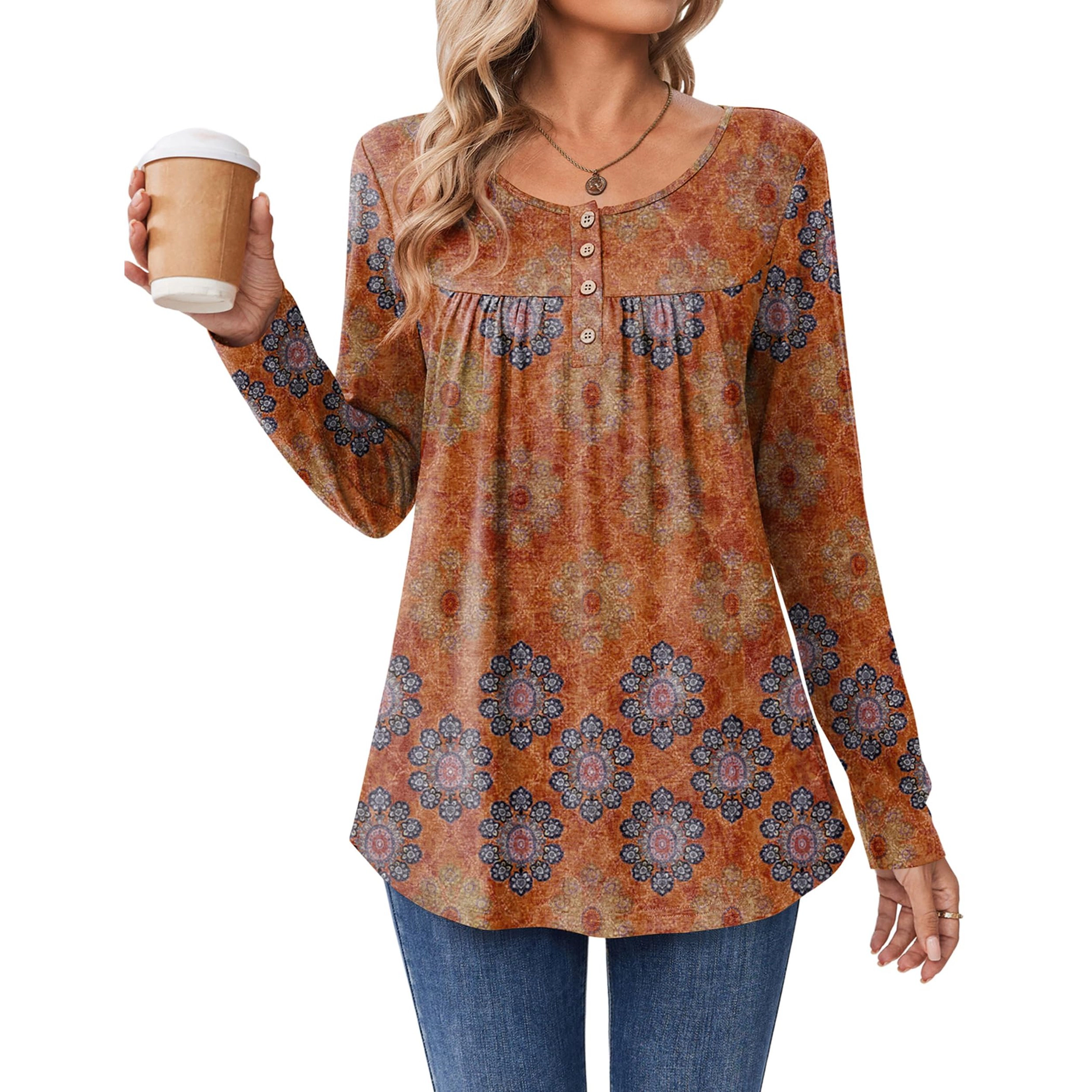 Zeagoo Women's Quarter Sleeve V-Neck Tunic Blouse