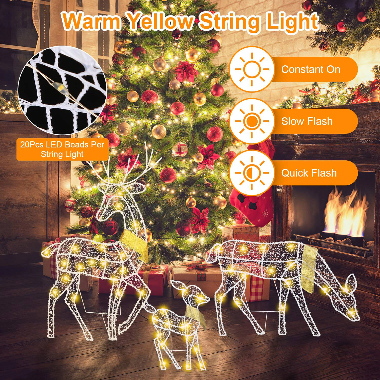 GBruno Lighted 2D Reindeer Family Christmas Decoration