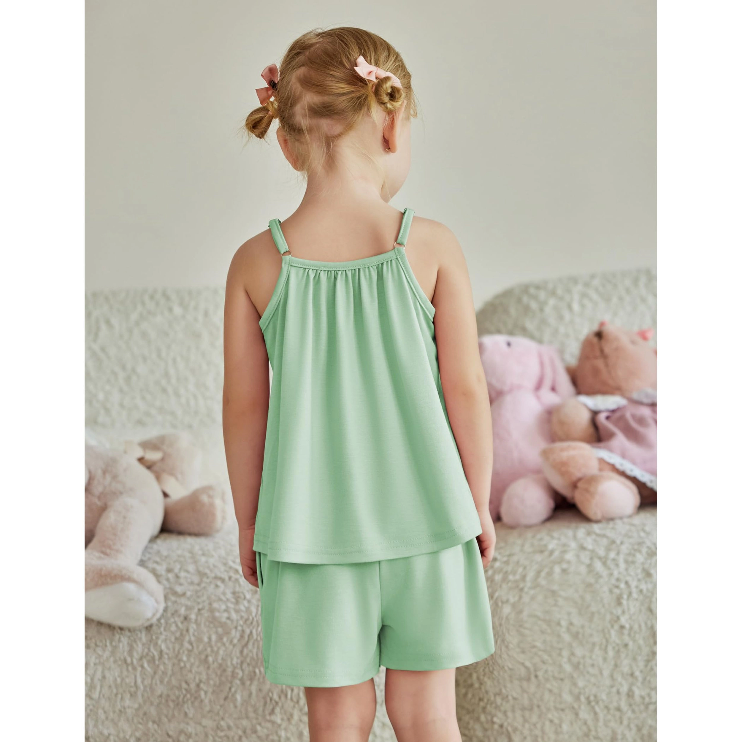 Arshiner Girls Summer Clothes Piece Cute Outfits Kids Print Sleeveless Top Shorts Clothi