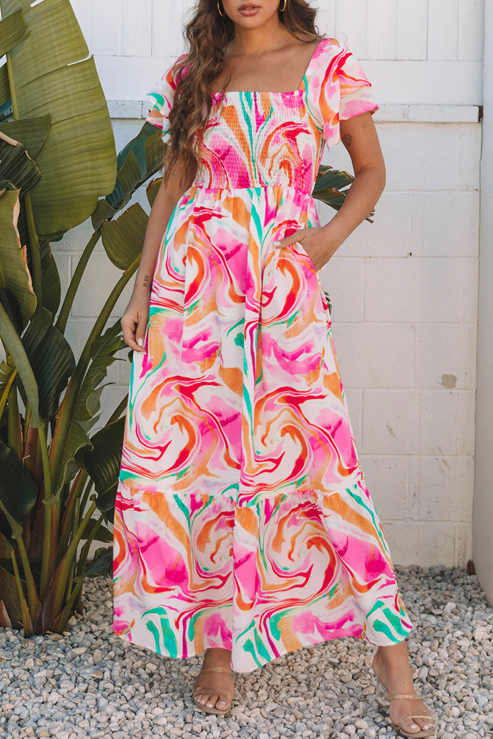 Threaded Pear Women's Avery Smocked Bust Maxi Dress
