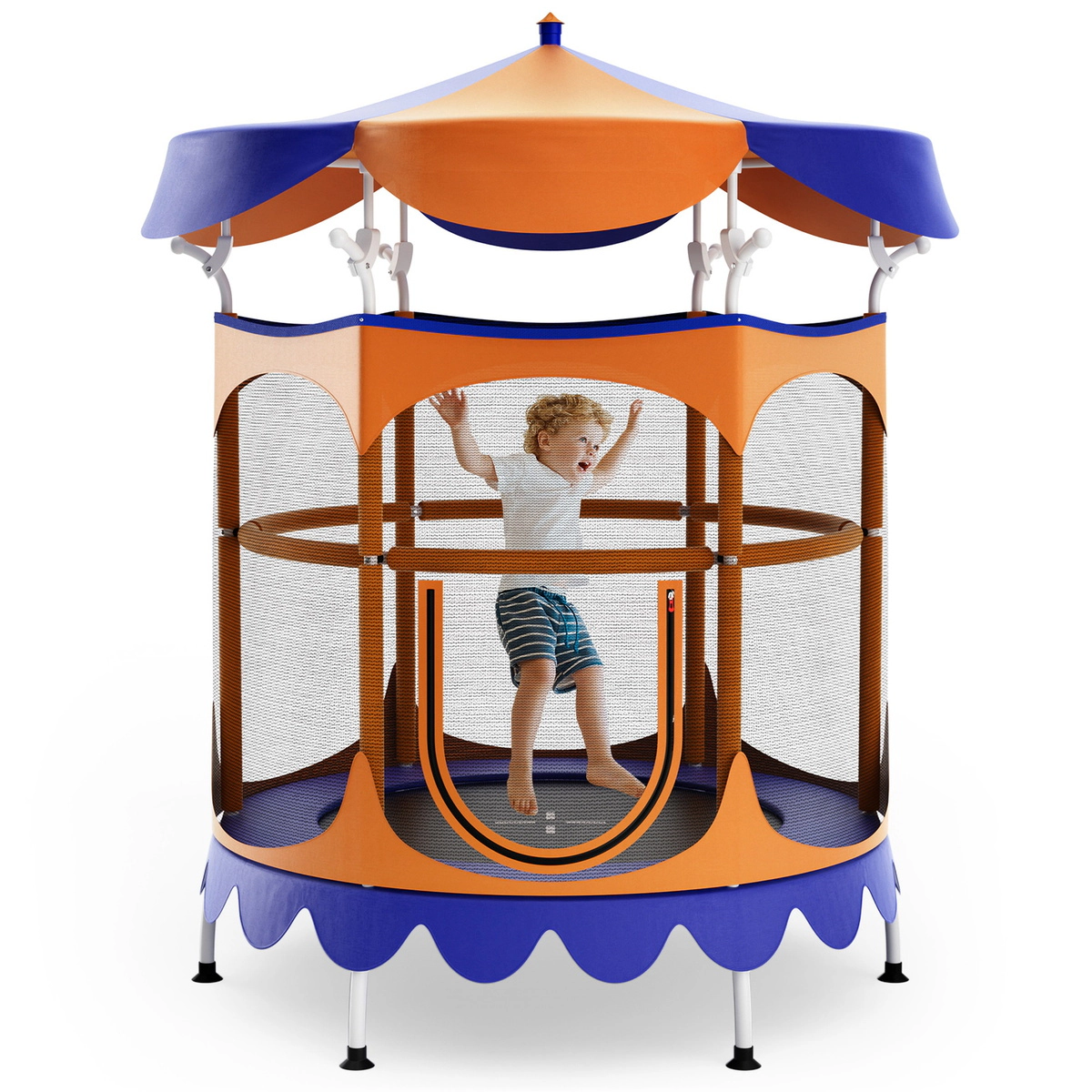 SUGIFT Detachable Canopy and Safety Enclosure Net 64 Inch Kids Trampoline