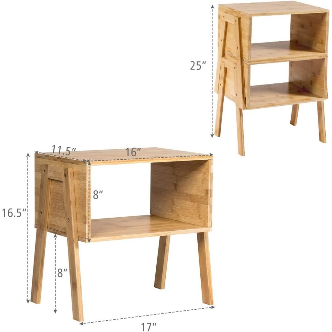SlickBlue 2 Piece Wicker Side Table with Open Storage