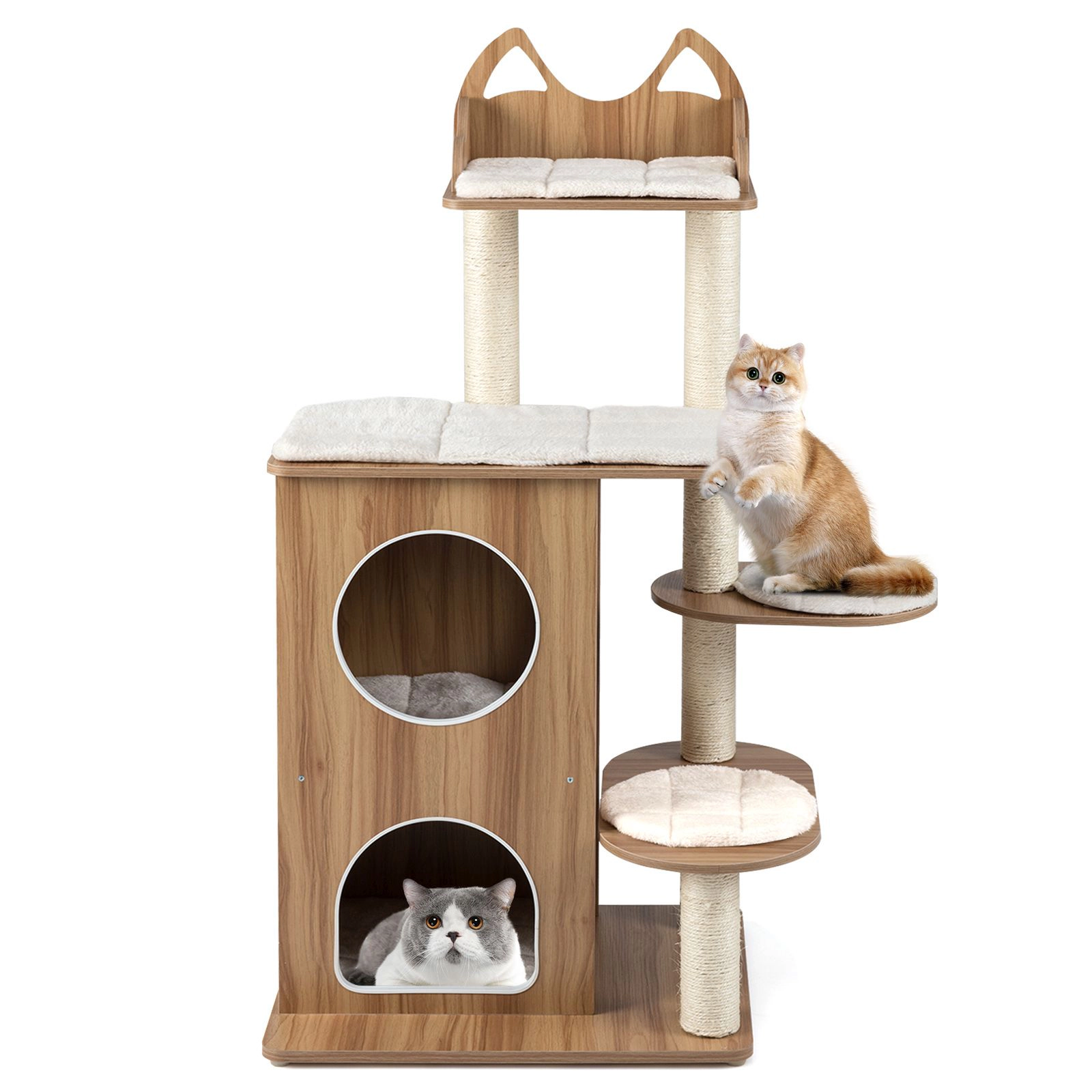 SlickBlue 48 Inch Multi-Level Cat Tree with 2-Tier Condo & Perches