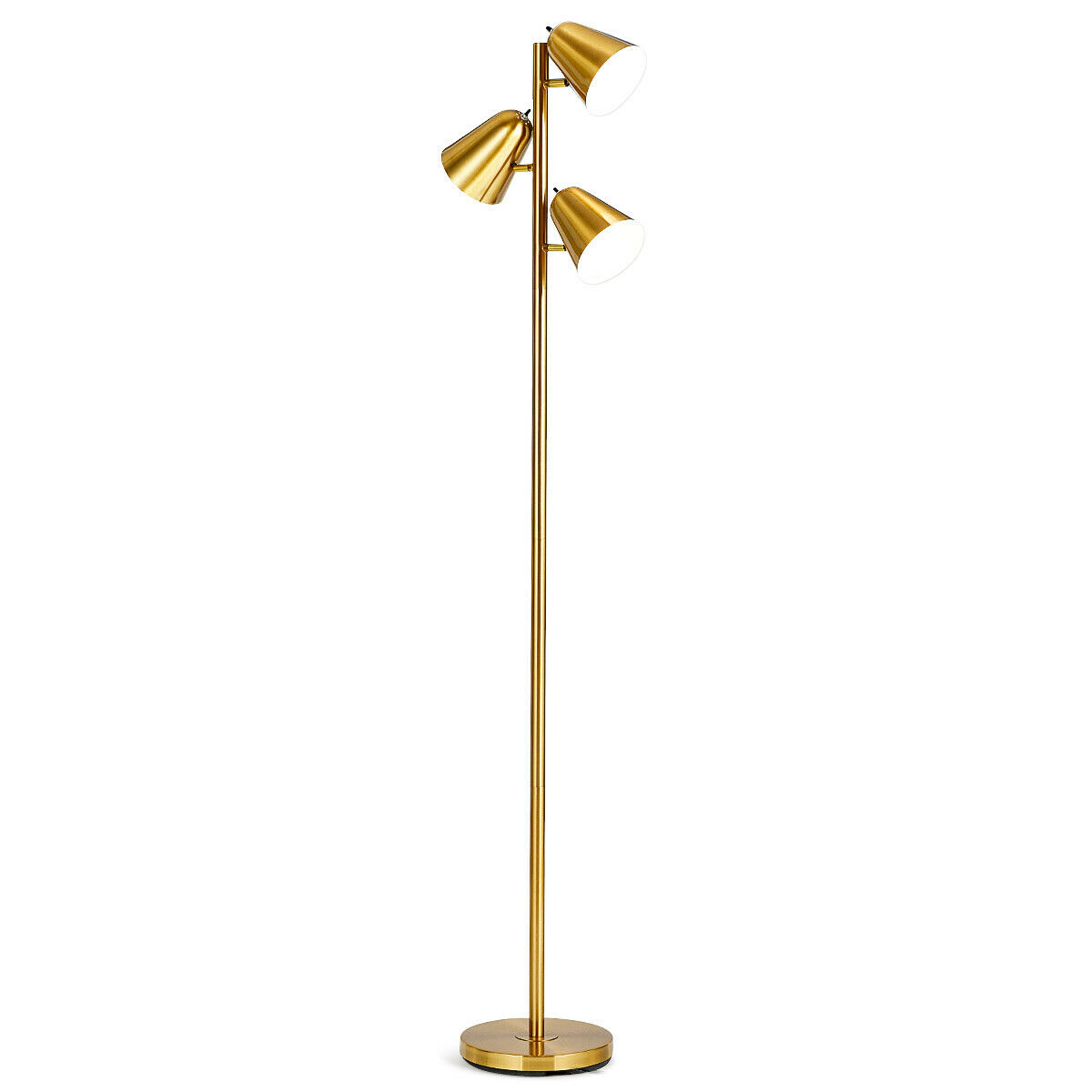 Slickblue Gold 3-Light Floor Lamp 64in Adjustable Reading Lamp with Individual Switches