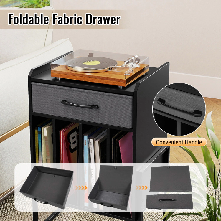 Hivvago Record Player Stand With Drawer And Holder