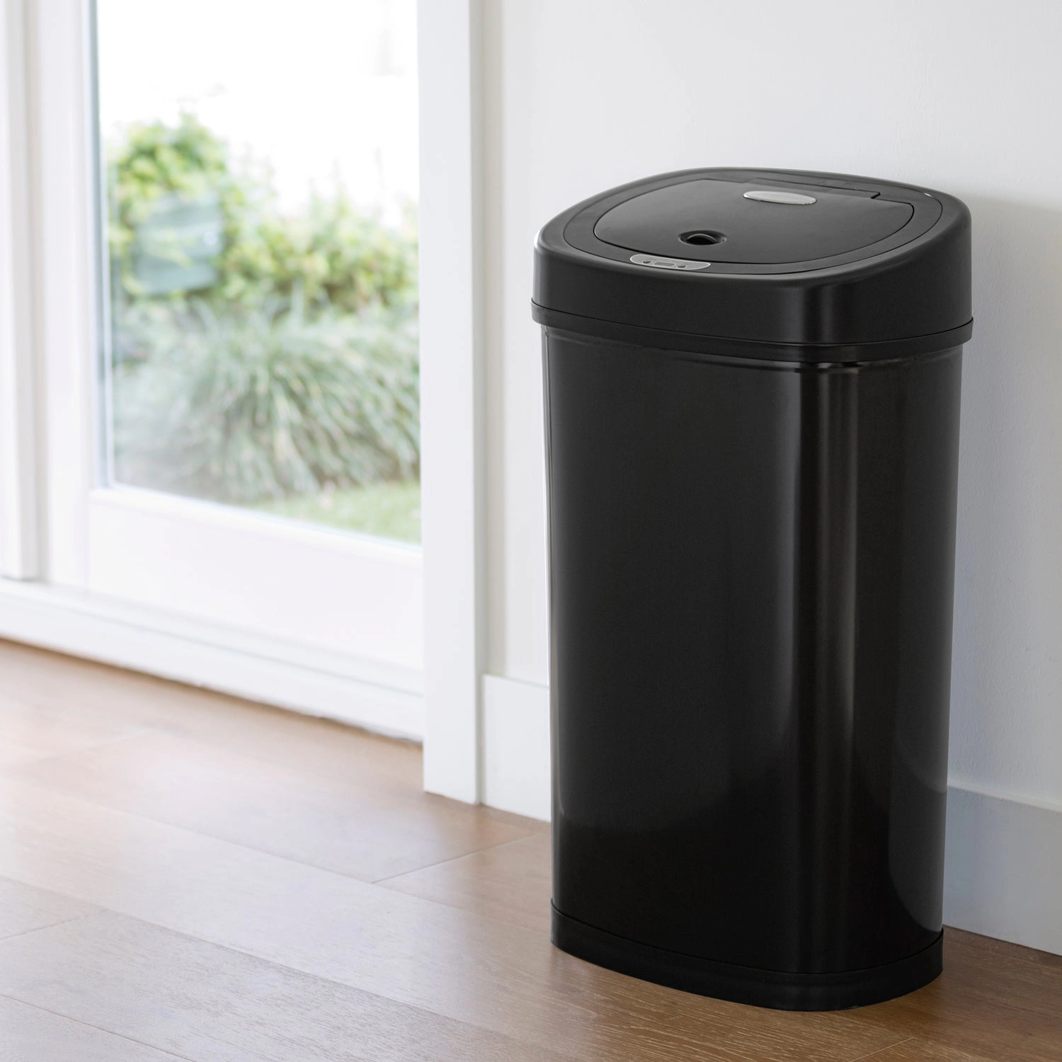 Ninestars Classic Oval 13.2-Gallon Stainless Steel Motion Sensor Trash Can