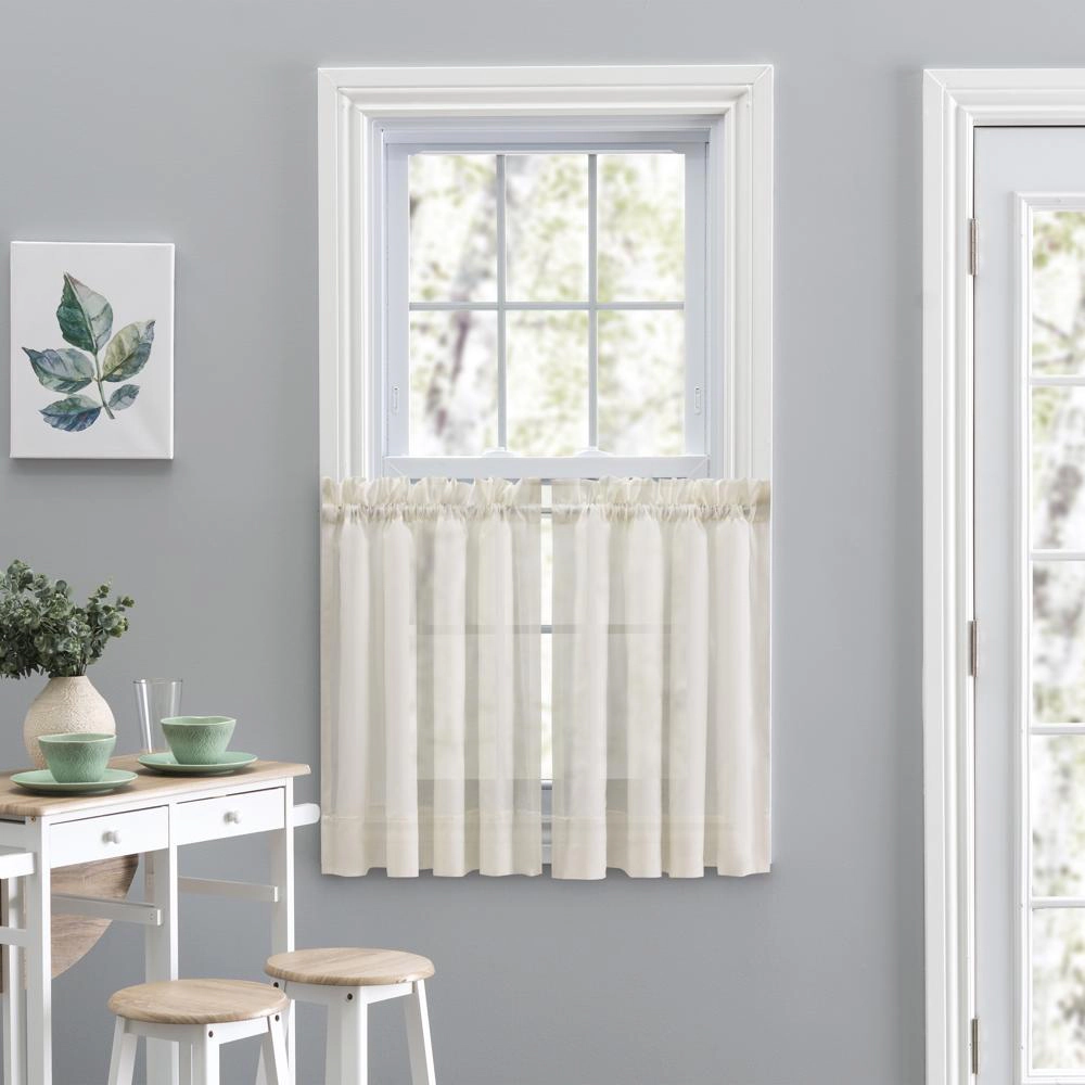 Ellis Curtain Cotton Voile 1.5 Rod Pocket Tailo Tier Pair for Windows