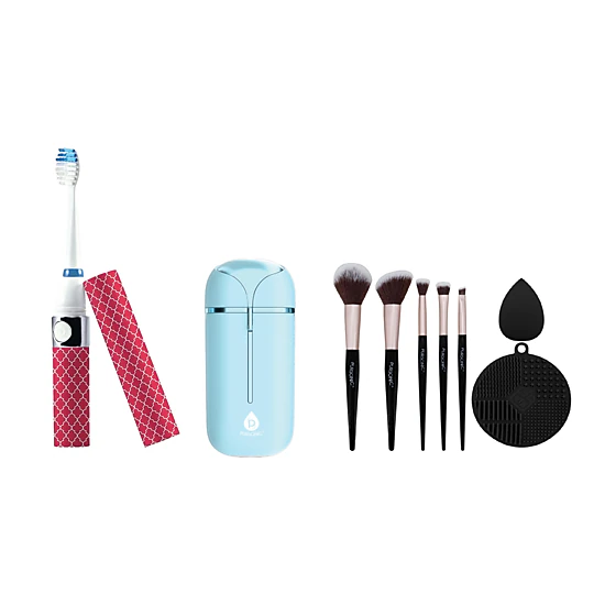 Pursonic Unisex Beauty & Wellness Travel Kit: Sonic Toothbrush, Painless Shaver & Glam Brush Set