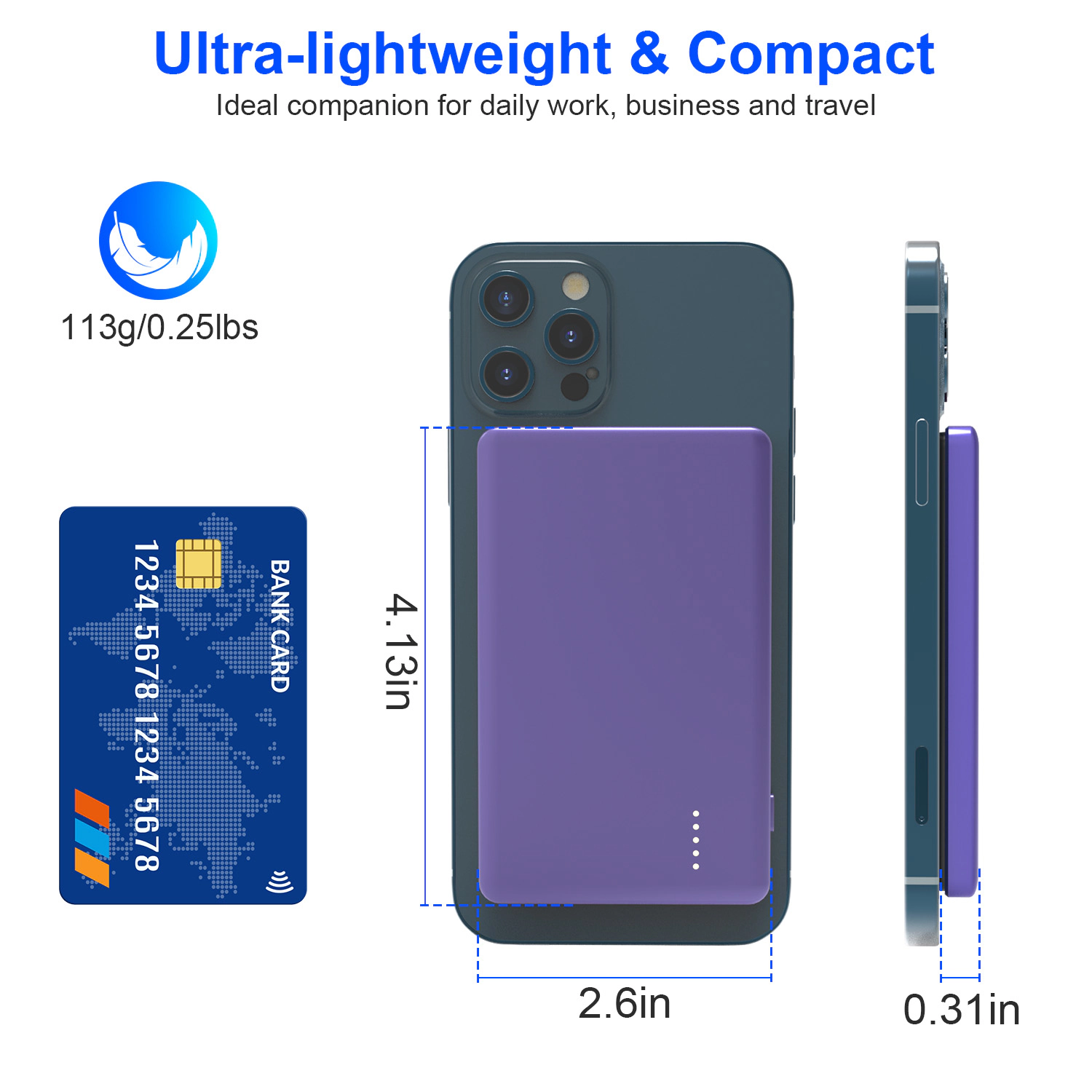 GBruno 2-in-1 Slim MagSafe Wireless Power Bank