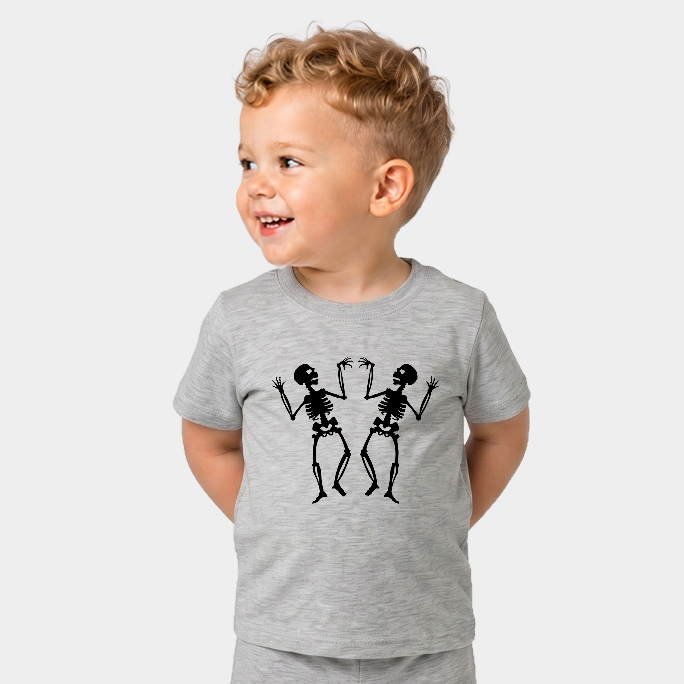 The Juniper Shop - Toddler Crew Shorts Set Two Dancing Skeletons