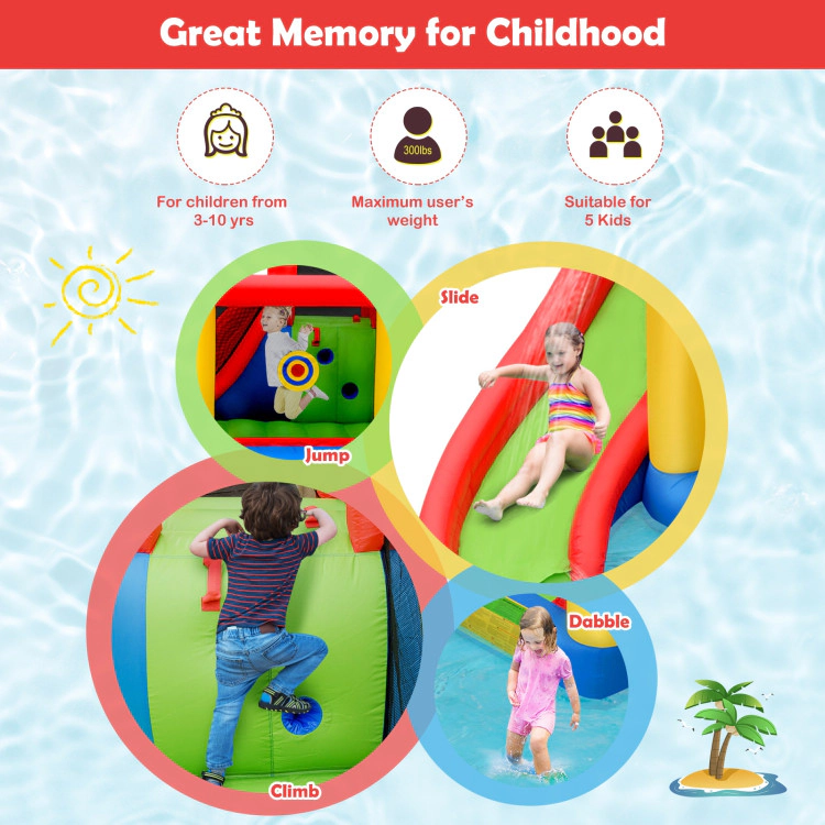 Hivvago Inflatable Blow Up Water Slide  Bounce House with 740 W Blower