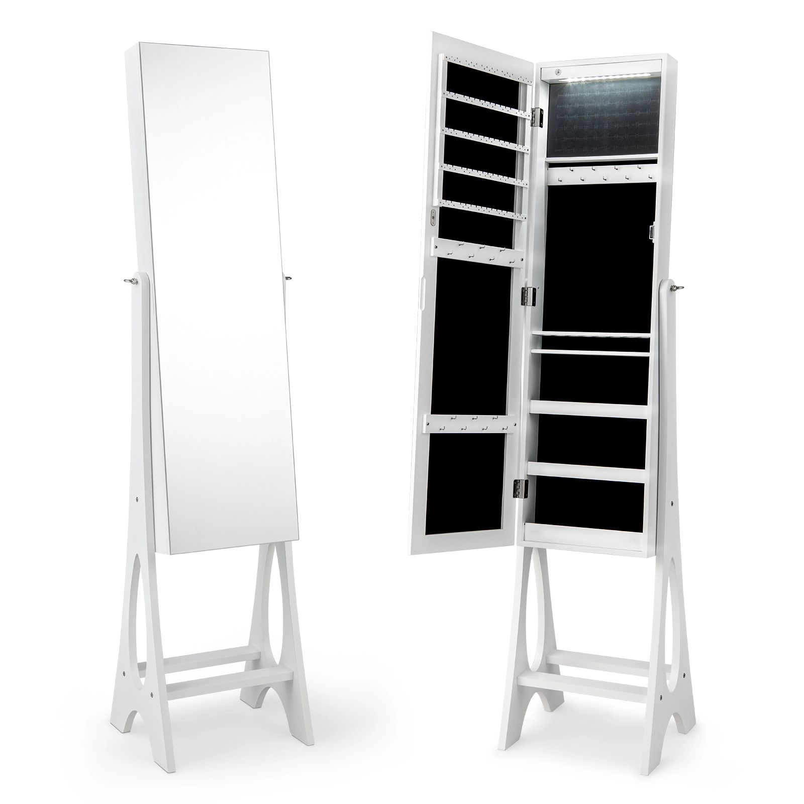 Slickblue 61 Inch Freestanding Jewelry Cabinet Armoire with Full-Length Beveled Mirror