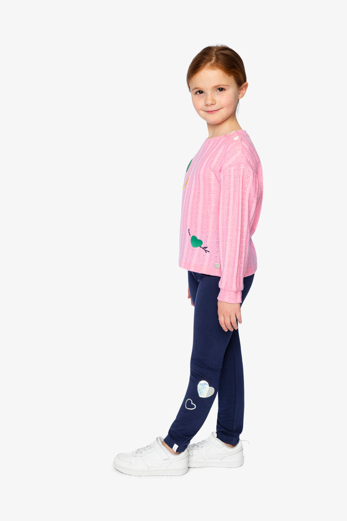 Deux par Girls Glittery Heart Organic Cotton Leggings