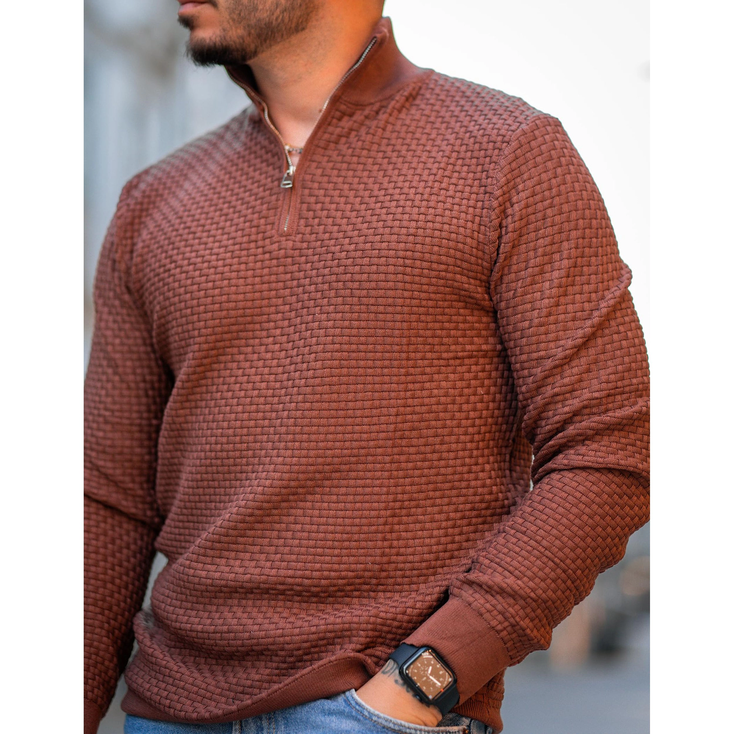 COOFANDY Men's Regular Fit Quarter Zip Pullover Sweater