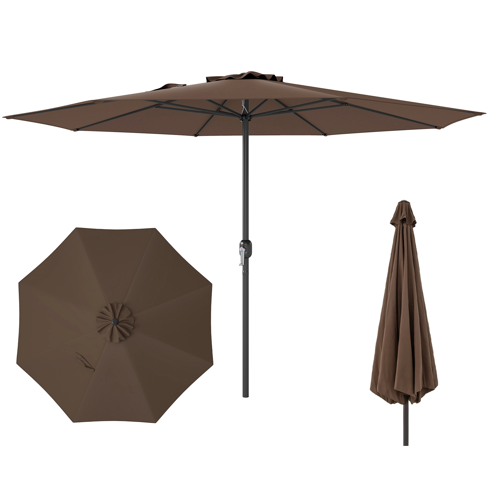 SUGIFT Coffee Crank Handle and 8 Sturdy Ribs 12 FT Large Patio Market Umbrella