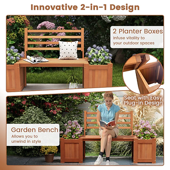 Hivvago Outdoor Planter Box Bench