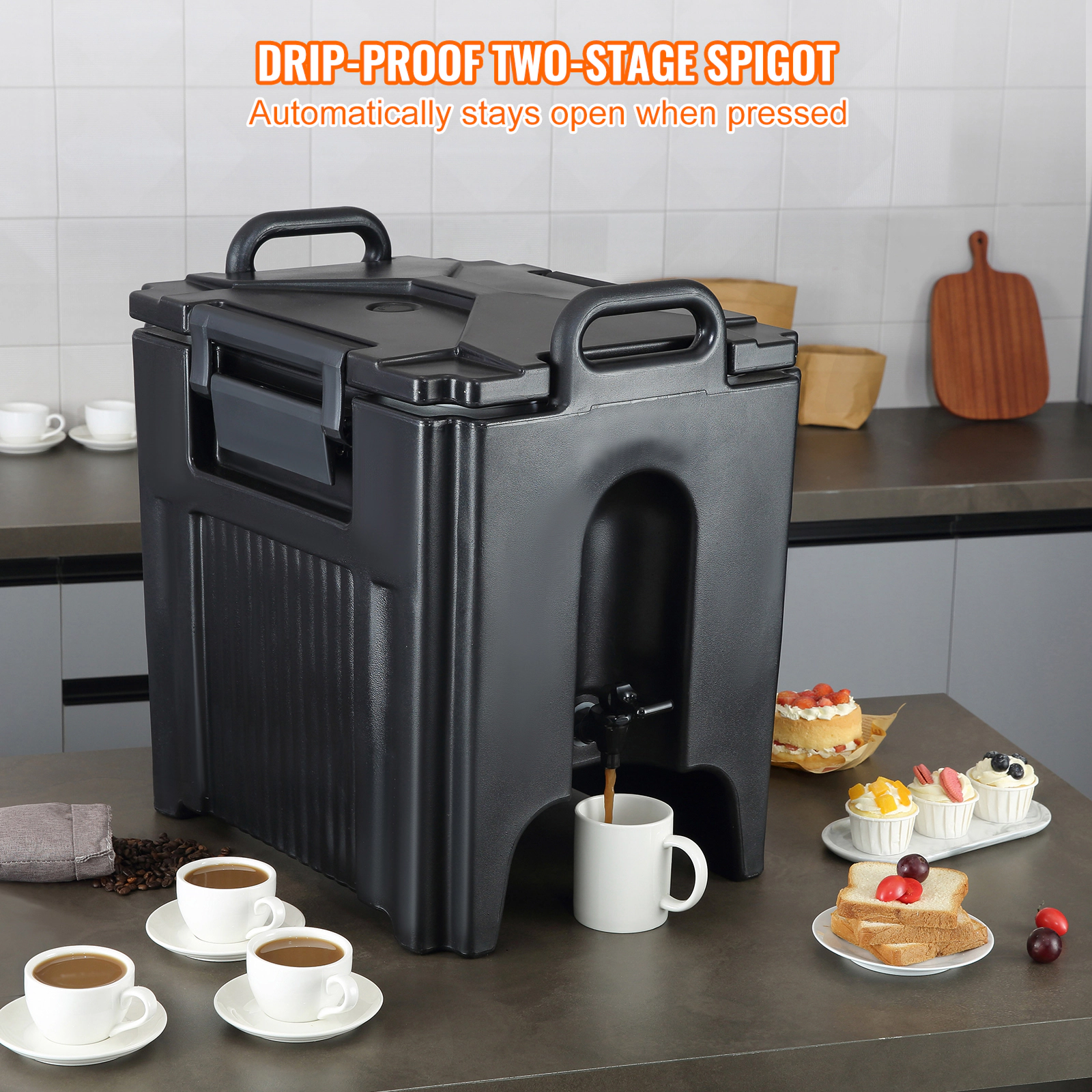 HONGGE Insulated Beverage Dispenser Food-grade Hot and Cold Beverage Server Thermal Drink Dispenser with Handle for