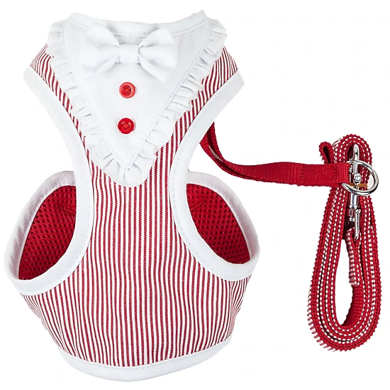 Pet Life ® Luxe 'Spawling' 2-In-1 Mesh Reversed Adjustable Dog Harness-Leash W/ Fashion Bowtie