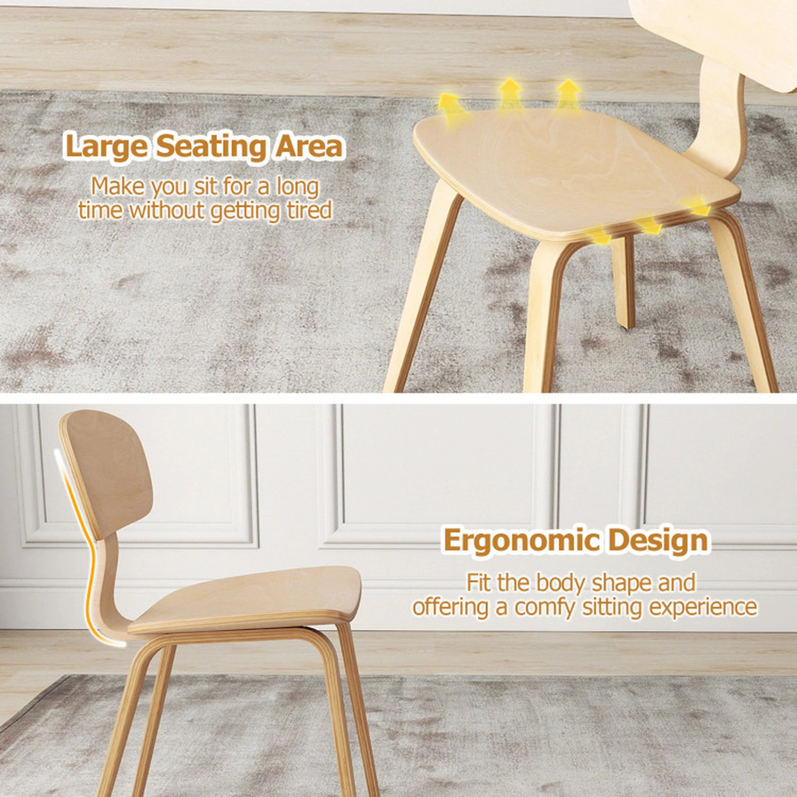 SUGIFT Set of 4 Natural Bentwood Dining Chairs with Ergonomic Backrest 17-in W 31.5-in H 330-lb Per Chair