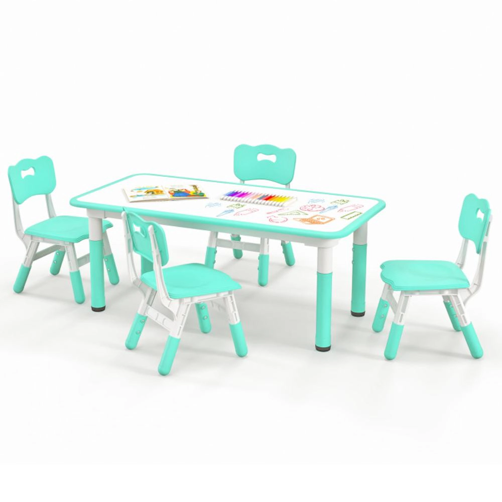 Hivvago Kids Table And Chairs Set For 4 With Graffiti Desktop