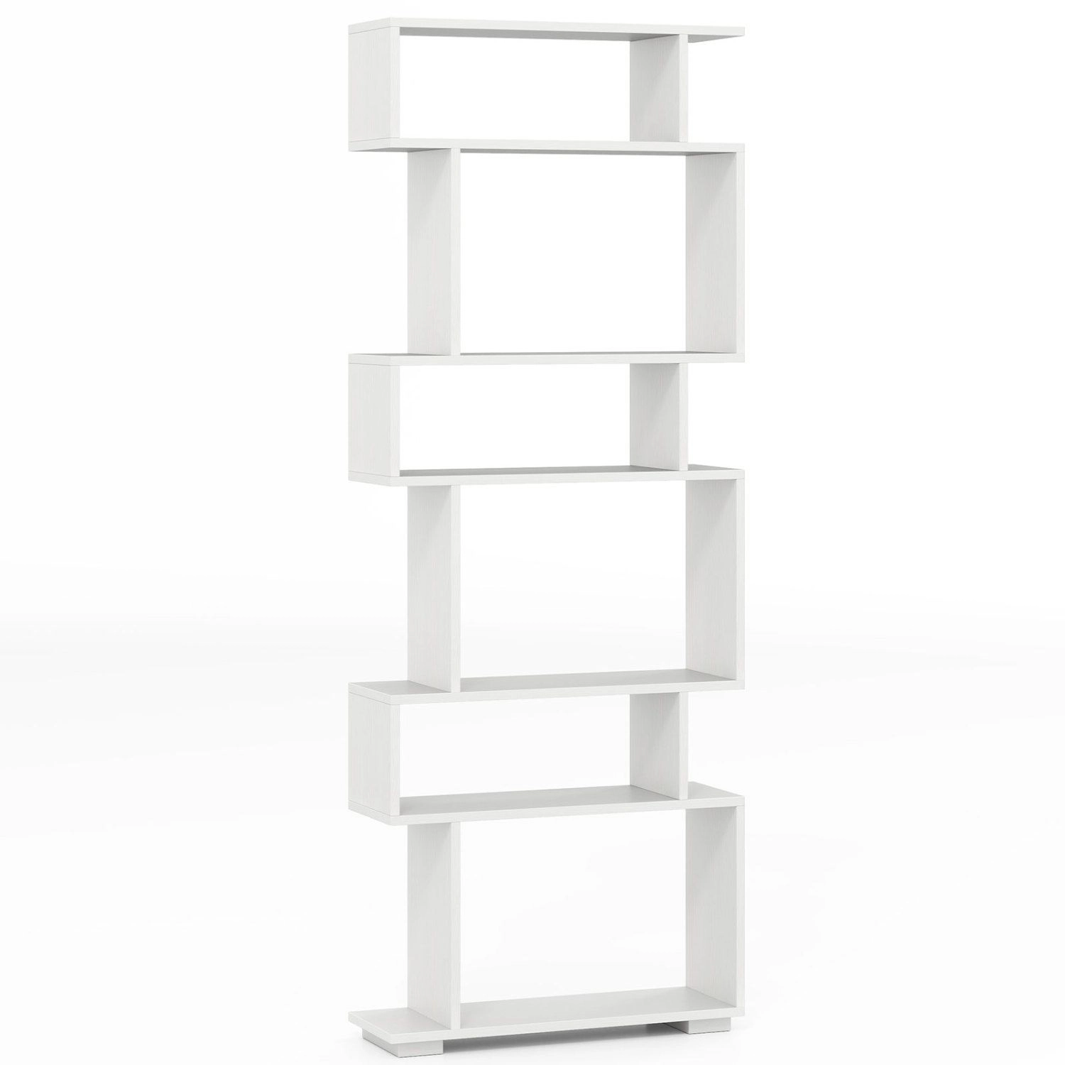 SlickBlue Modern 6-Tier Geometric Bookshelf with Open Shelves