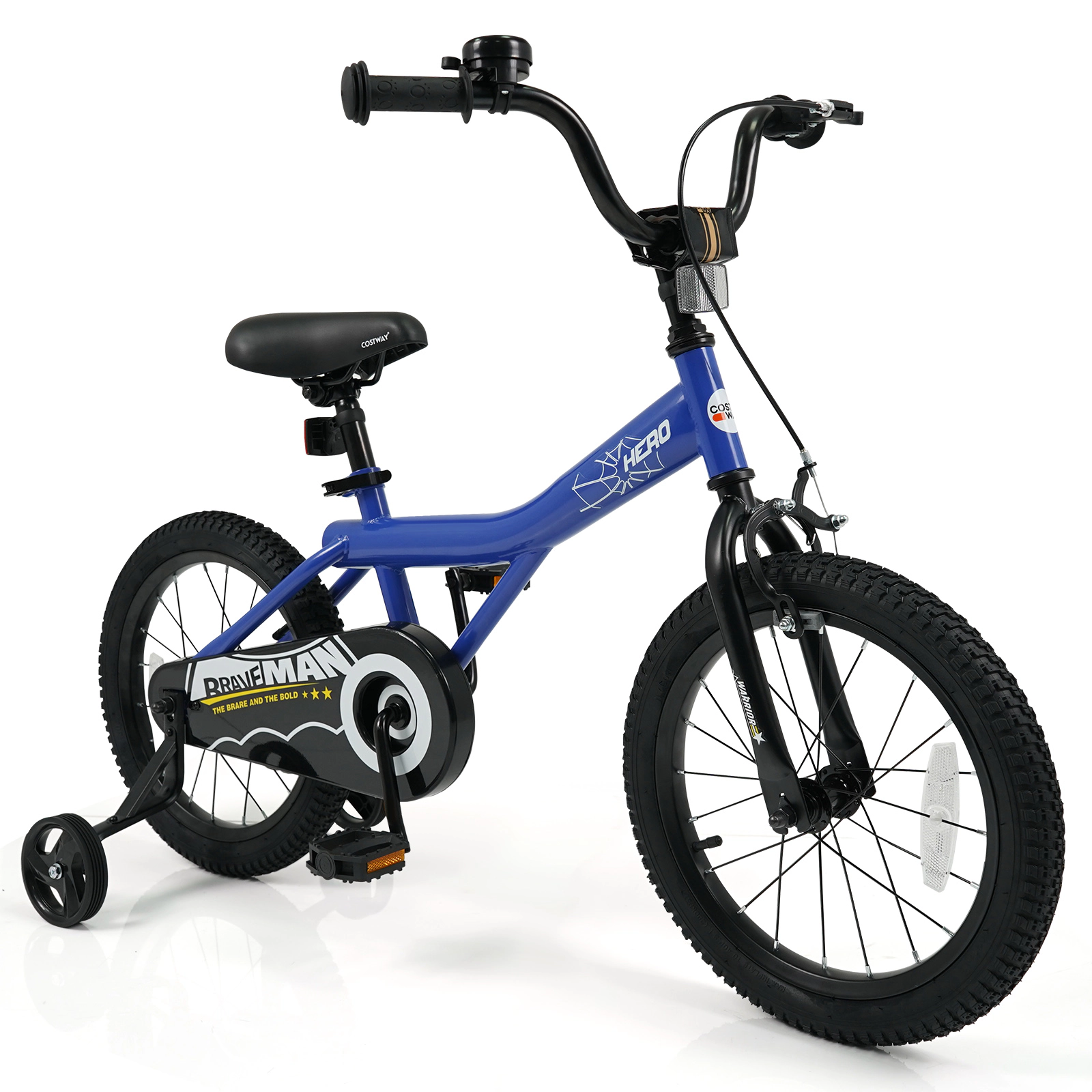 LJG 16 Inch Kids Bike with Helmet Protective Set Dark Blue
